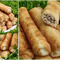 Це значно смачніше, ніж пиріжки з лівером, неймовірні трубочки з м’ясом. Тісто таке м’яке, ніжне і при смажені утворюються пухирці. Скільки б їх не спекла, завжди мало