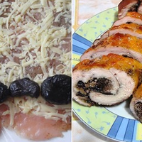 Курячий рулет з чорносливом. Виходить такий смачний, що гості завжди просять добавки