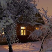 Все село замело снігом. Усі сусіди сиділи по хатах. Лише світилося у кожному віконці і було видно, як господині накривають вечерю на стіл, а поруч метушаться діти. Катерина брела по переметах, несла д