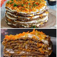 Печінковий торт з морквою та цибулею 🥞🧅🥕ВСІ гості попросять РЕЦЕПТ!