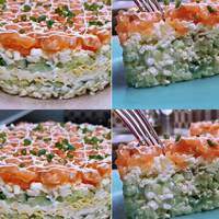 Святковий салат з червоною рибою: ніжне поєднання сьомги з плавленим сиром