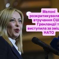 Гренландія і НАТО: Мелоні поставила під сумнів дії США та наголосила на ролі Альянсу