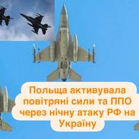 Польща активувала повітряні сили та ППО через нічну атаку РФ на Україну