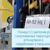 Понад 50 регіонів рф і окупованих територій зіткнулися з перебоями з пальним