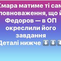 Хмара матиме ті самі повноваження, що й Федоров — в ОП окреслили його завдання